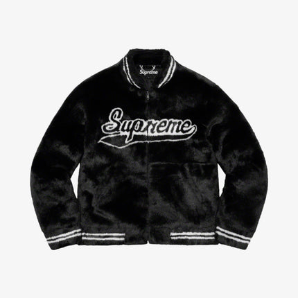 Supreme Faux Fur Varsity Jacket Black (SS20) - SOLE SERIOUSS (1)