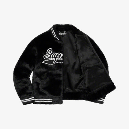 Supreme Faux Fur Varsity Jacket Black (SS20) - SOLE SERIOUSS (2)