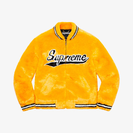 Supreme Faux Fur Varsity Jacket Yellow (SS20) - SOLE SERIOUSS (1)