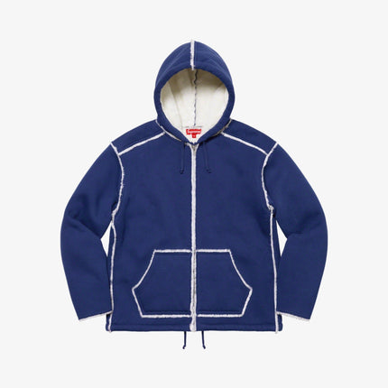 Supreme Fuax Shearling Hooded Jacket Bright Navy FW21 - SOLE SERIOUSS (1)