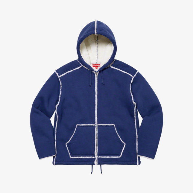 Supreme Fuax Shearling Hooded Jacket Bright Navy (FW21) - SOLE SERIOUSS (1)