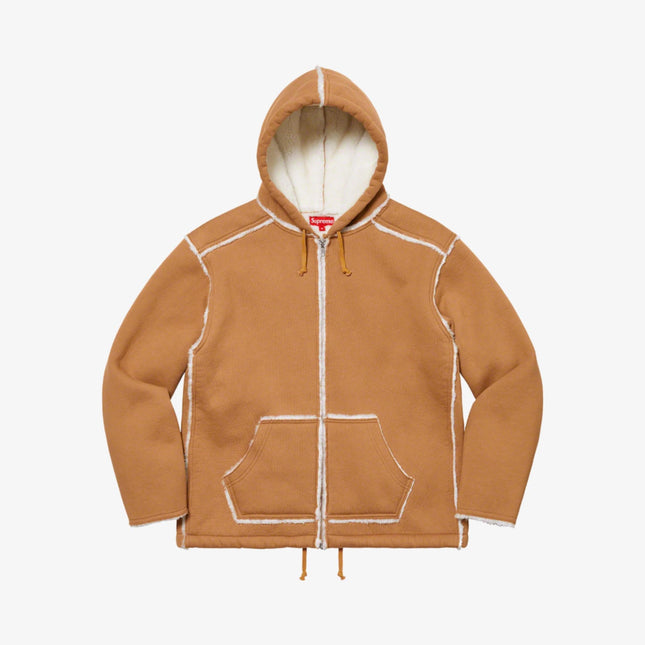 Supreme Fuax Shearling Hooded Jacket Tan (FW21) - SOLE SERIOUSS (1)