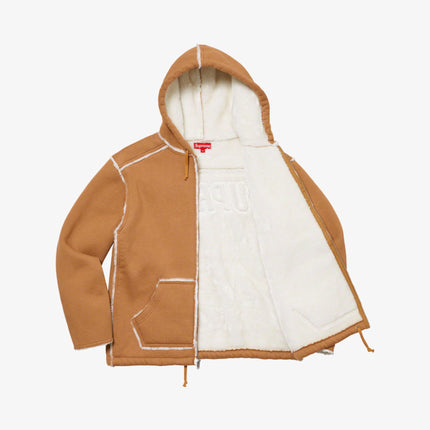 Supreme Fuax Shearling Hooded Jacket Tan (FW21) - SOLE SERIOUSS (2)