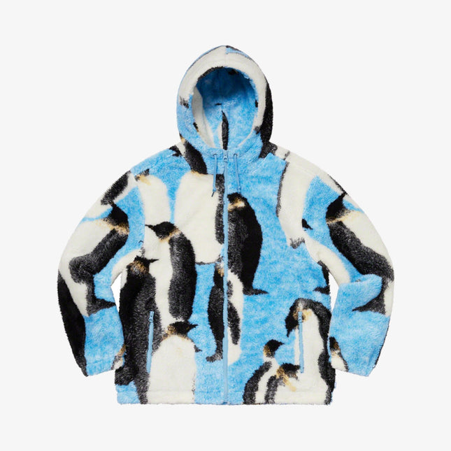 Supreme Hooded Fleece Jacket 'Penguins' Blue (FW20) - SOLE SERIOUSS (1)