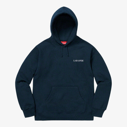 Supreme Hooded Sweatshirt '1-800' Navy (FW19) - SOLE SERIOUSS (1)