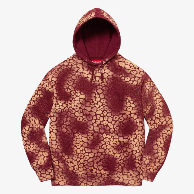 Supreme Hooded Sweatshirt 'Bleached Leopard' Cardinal (FW21) - SOLE SERIOUSS (1)