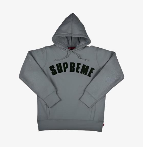 Supreme Hooded Sweatshirt 'Chenille Arc' Grey (SS17) - SOLE SERIOUSS (1)