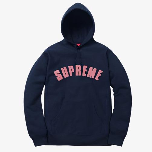 Supreme Hooded Sweatshirt 'Chenille Arc' Navy (SS17) - SOLE SERIOUSS (1)