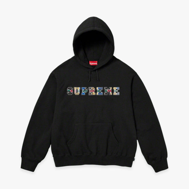 Supreme Hooded Sweatshirt 'Collegiate Patchwork Leather' Black FW23 - SOLE SERIOUSS (1)
