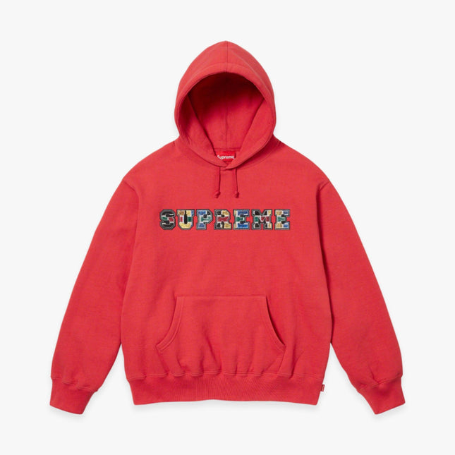 Supreme Hooded Sweatshirt 'Collegiate Patchwork Leather' Burnt Red FW23 - SOLE SERIOUSS (1)