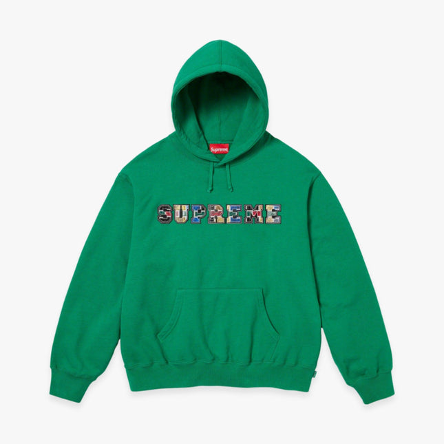 Supreme Hooded Sweatshirt 'Collegiate Patchwork Leather' Green FW23 - SOLE SERIOUSS (1)