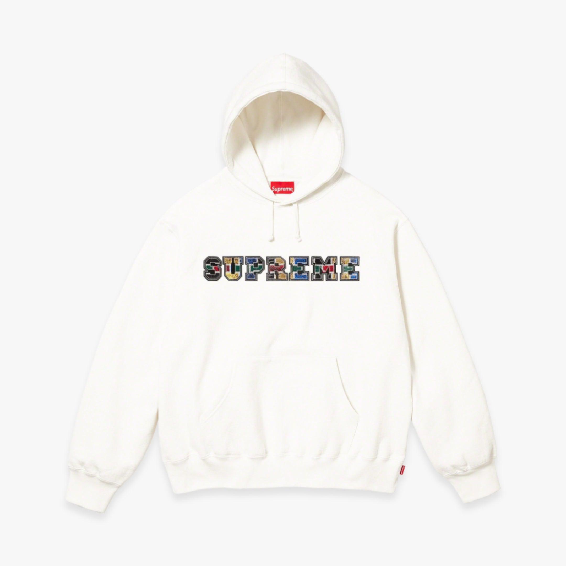 Supreme Hooded Sweatshirt 'Collegiate Patchwork Leather' White FW23