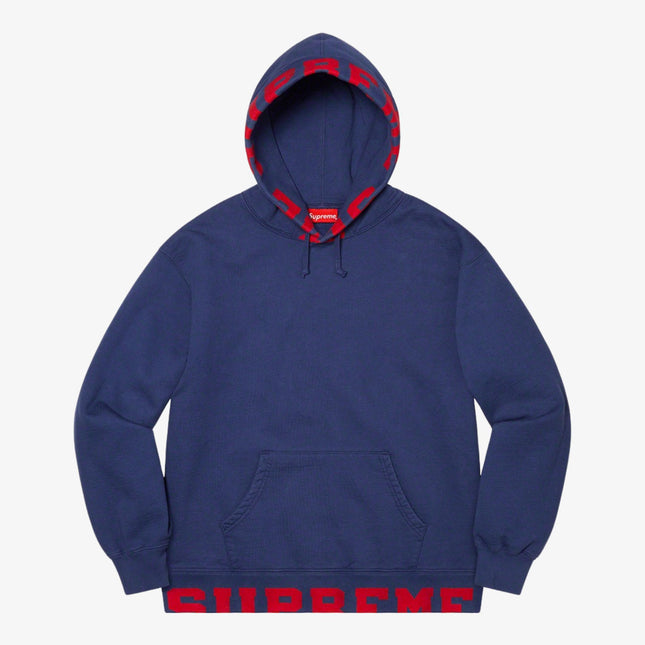 Supreme Hooded Sweatshirt 'Cropped Logos' Washed Navy (SS21) - SOLE SERIOUSS (1)