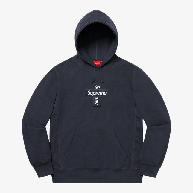 Supreme Hooded Sweatshirt 'Cross Box Logo' Navy (FW20) - SOLE SERIOUSS (1)