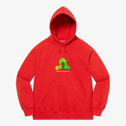 Supreme Hooded Sweatshirt 'Don't Care' Red (SS21) - SOLE SERIOUSS (1)