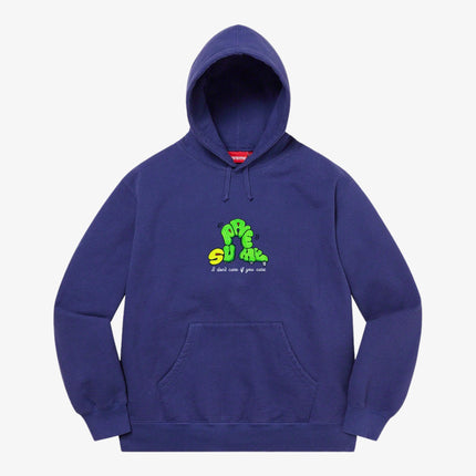 Supreme Hooded Sweatshirt 'Don't Care' Washed Navy (SS21) - SOLE SERIOUSS (1)