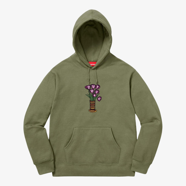 Supreme Hooded Sweatshirt 'Flowers' Light Olive (FW18) - SOLE SERIOUSS (1)