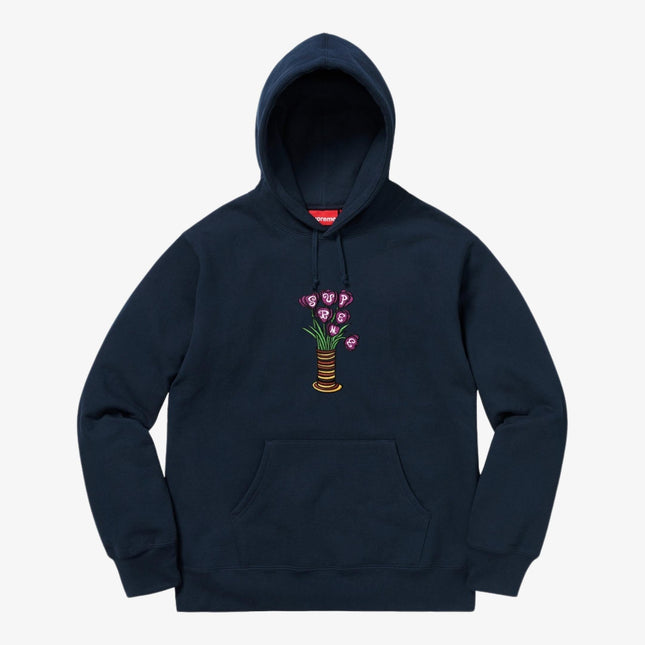 Supreme Hooded Sweatshirt 'Flowers' Navy (FW18) - SOLE SERIOUSS (1)