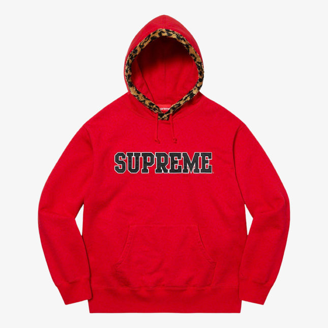 Supreme Hooded Sweatshirt 'Leopard Trim' Red (FW21) - SOLE SERIOUSS (1)