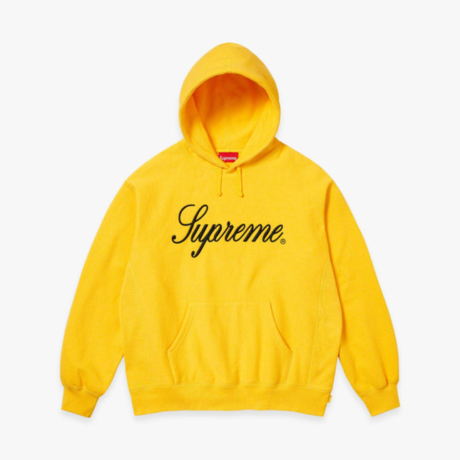 Supreme Hooded Sweatshirt 'Raised Script' Yellow (FW23) - SOLE SERIOUSS (1)