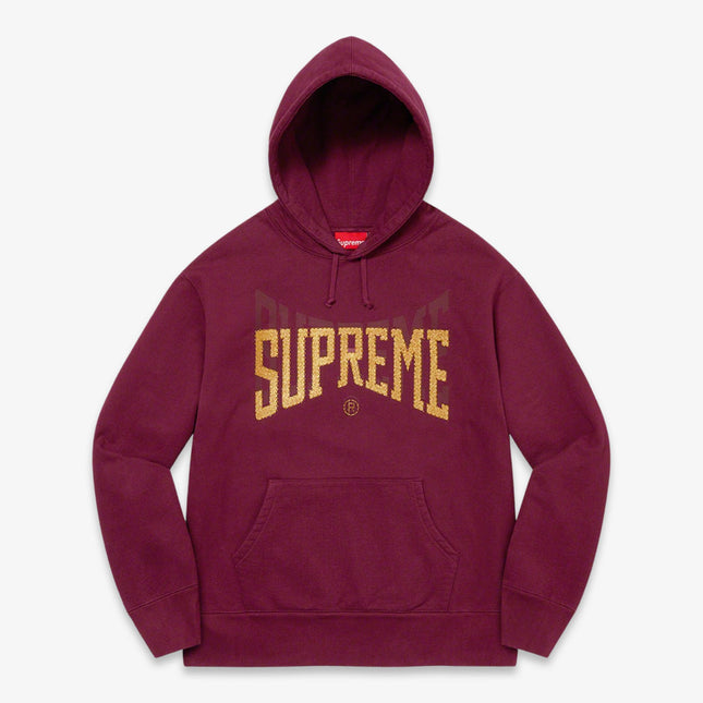 Supreme Hooded Sweatshirt 'Rhinestone Shadow' Burgundy (FW22) - SOLE SERIOUSS (1)