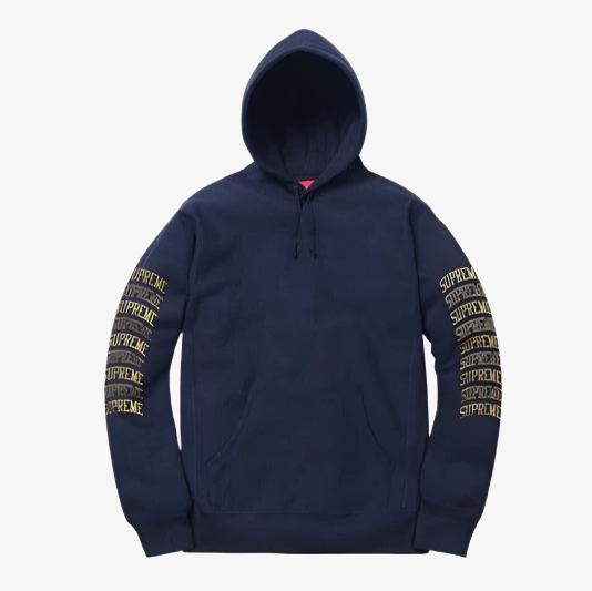 Supreme Hooded Sweatshirt 'Sleeve Arc' Navy (SS17) - SOLE SERIOUSS (1)