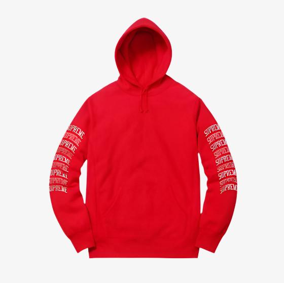 Supreme Hooded Sweatshirt 'Sleeve Arc' Red (SS17) - SOLE SERIOUSS (1)