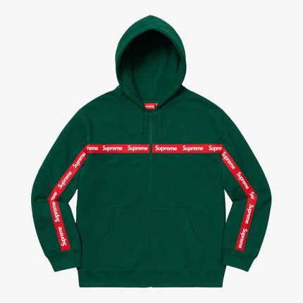 Supreme Hooded Sweatshirt 'Text Stripe' Dark Green (FW19) - SOLE SERIOUSS (1)