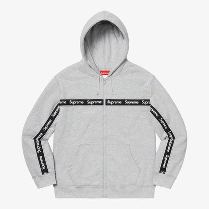 Supreme Hooded Sweatshirt 'Text Stripe' Heather Grey (FW19) - SOLE SERIOUSS (1)