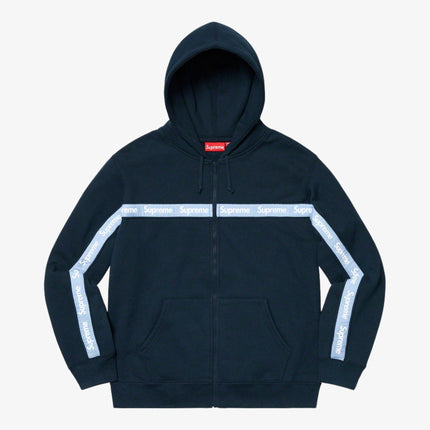 Supreme Hooded Sweatshirt 'Text Stripe' Navy (FW19) - SOLE SERIOUSS (1)