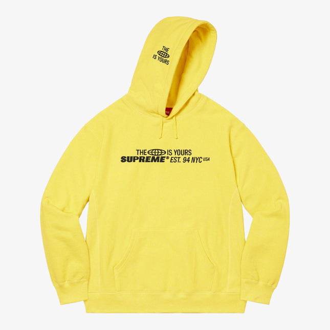 Supreme Hooded Sweatshirt 'World Is Yours' Light Lemon (SS21) - SOLE SERIOUSS (1)