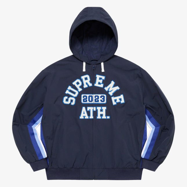 Supreme Hooded Track Jacket 'Applique' Navy (SS23) - SOLE SERIOUSS (1)