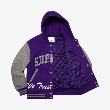 Supreme Hooded Varsity Jacket 'King' Purple (FW20) - SOLE SERIOUSS (2)