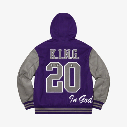 Supreme Hooded Varsity Jacket 'King' Purple (FW20) - SOLE SERIOUSS (3)