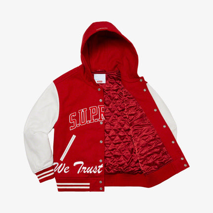 Supreme Hooded Varsity Jacket 'King' Red (FW20) - SOLE SERIOUSS (2)