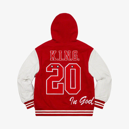 Supreme Hooded Varsity Jacket 'King' Red (FW20) - SOLE SERIOUSS (3)