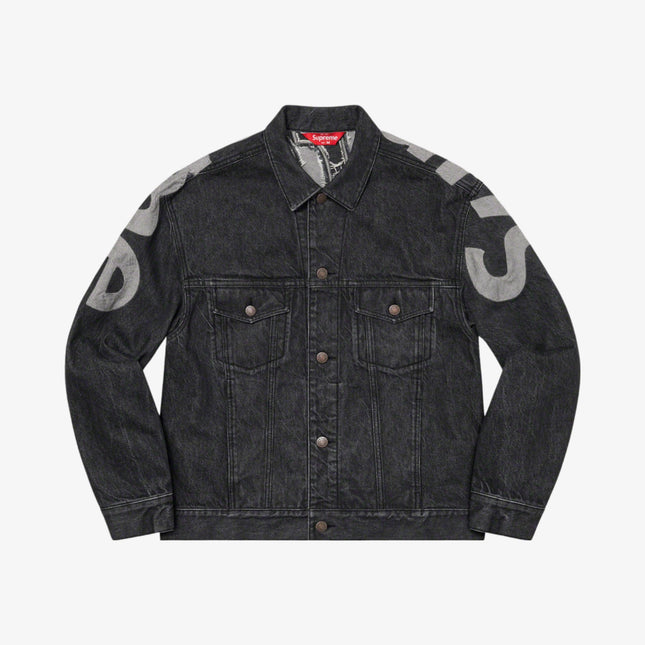 Supreme Inset Logo Denim Trucker Jacket Black (SS22) - SOLE SERIOUSS (1)