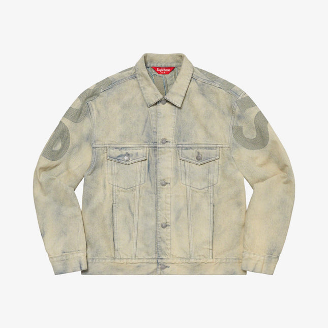 Supreme Inset Logo Denim Trucker Jacket Dirty (SS22) - SOLE SERIOUSS (1)