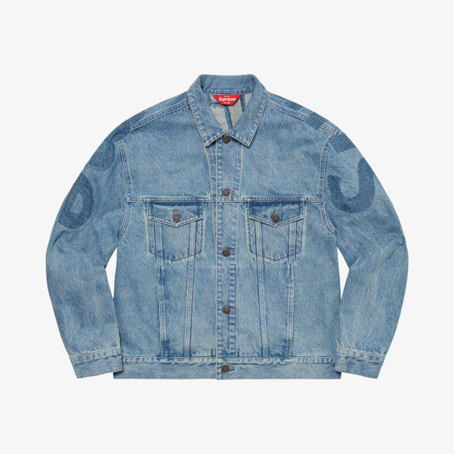 Supreme Inset Logo Denim Trucker Jacket Washed Blue (SS22) - SOLE SERIOUSS (1)