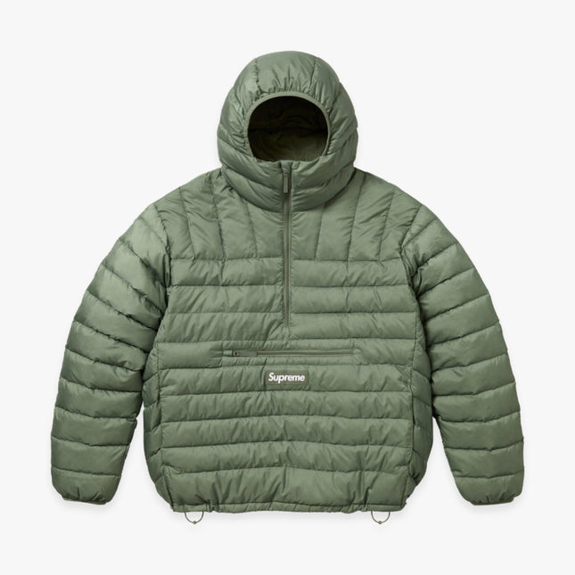 Supreme Micro Down Half Zip Hooded Pullover Olive (FW23) - SOLE SERIOUSS (1)