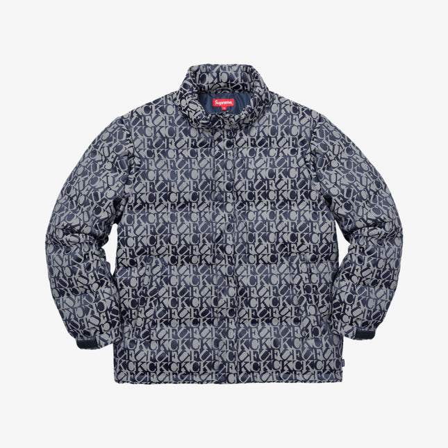 Supreme Puffy Jacket 'Fuck Jacquard' Navy (FW17) - SOLE SERIOUSS (1)