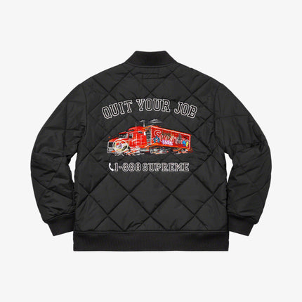 Supreme Quilted Work Jacket 'Quit Your Job' Black (FW21) - SOLE SERIOUSS (2)