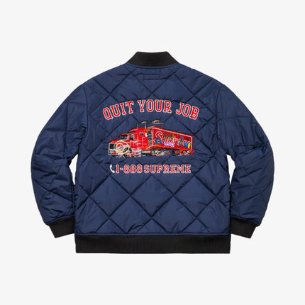 Supreme Quilted Work Jacket 'Quit Your Job' Navy (FW21) - SOLE SERIOUSS (2)