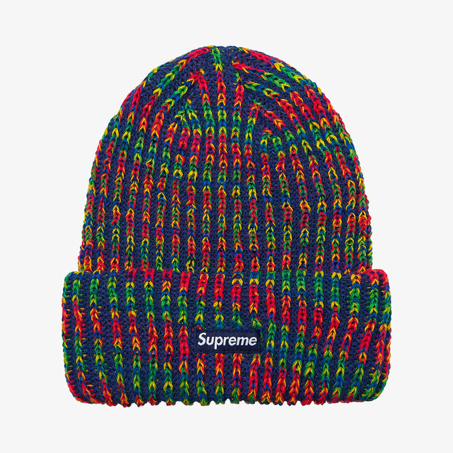 Supreme Rainbow Knit Loose Gauge Beanie Navy (FW21) - SOLE SERIOUSS (1)