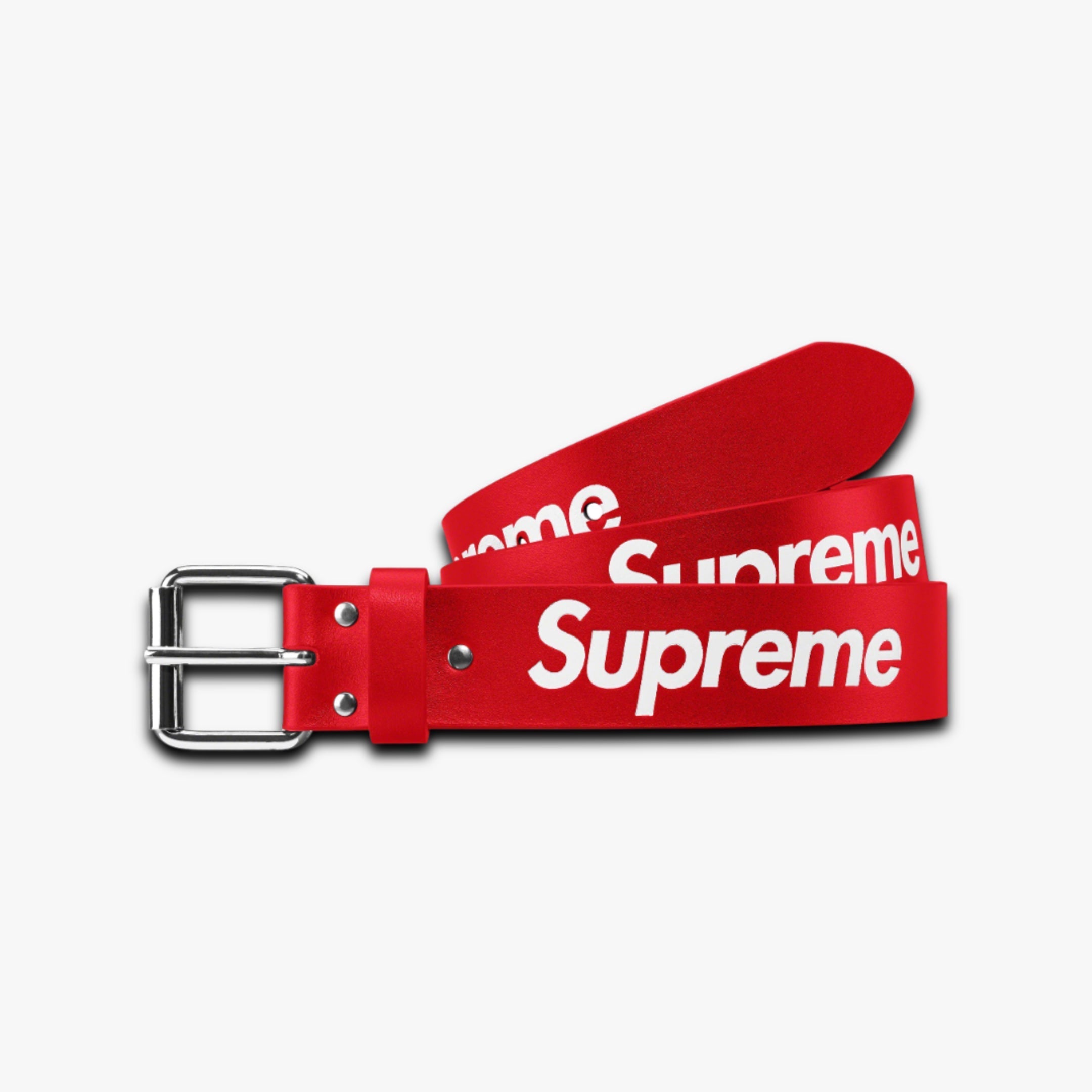 Supreme Repeat Leather Belt Red (SS23)