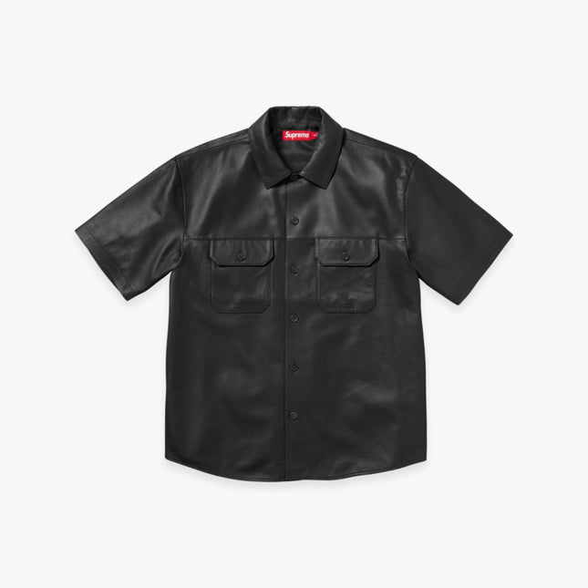 Supreme S/S Leather Work Shirt Black (FW23) - SOLE SERIOUSS (1)