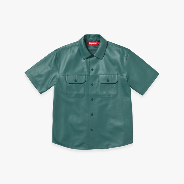 Supreme S/S Leather Work Shirt Dusty Teal (FW23) - SOLE SERIOUSS (1)