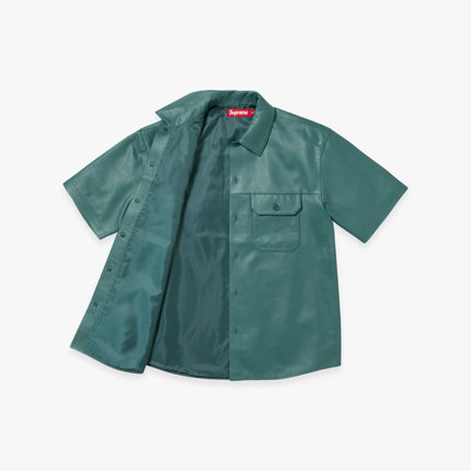 Supreme S/S Leather Work Shirt Dusty Teal (FW23) - SOLE SERIOUSS (2)