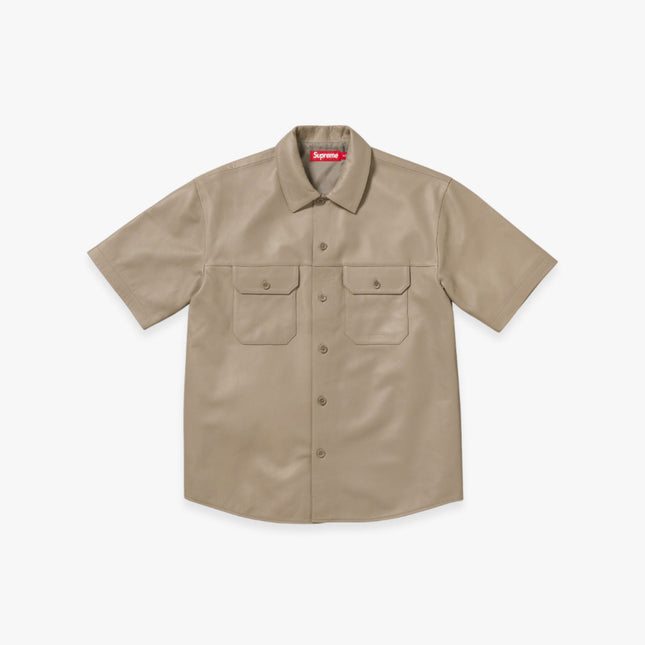 Supreme S/S Leather Work Shirt Tan (FW23) - SOLE SERIOUSS (1)