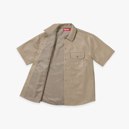 Supreme S/S Leather Work Shirt Tan (FW23) - SOLE SERIOUSS (2)